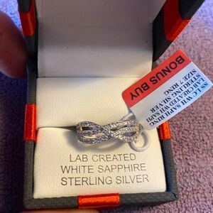 White Sapphire Sterling Silver Ring sz 7 NIB Infinity Symbol